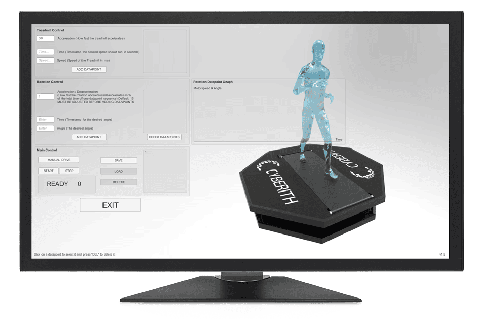 A PC screen showing the Software Interface used to create procedures for the Treadmill to follow.